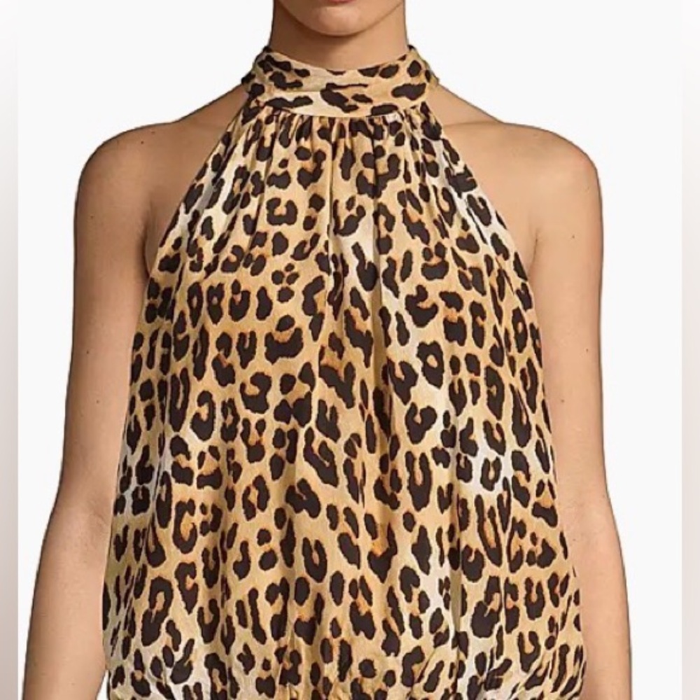 Alice & Olivia Maris leopard halter neck top XL